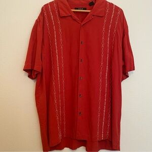 Axis LA Short Sleeve Button Up Shirt Men’s XXL  Red/Orange Silk Cards‎ Gambling